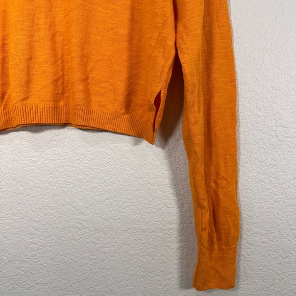 Free People Beach Cropped Orange Long Sleeve Women's Top Medium - Picture 3 of 5
